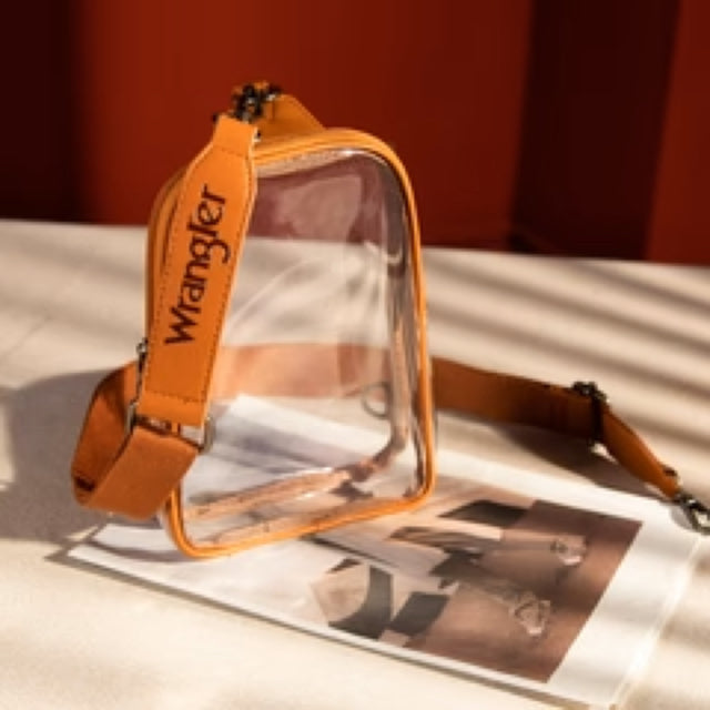 New WRANGLER Clear Brown Trim M Sling Purse