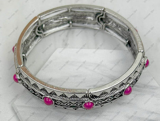 New WESTERN Silver Hot Pink Bracelet