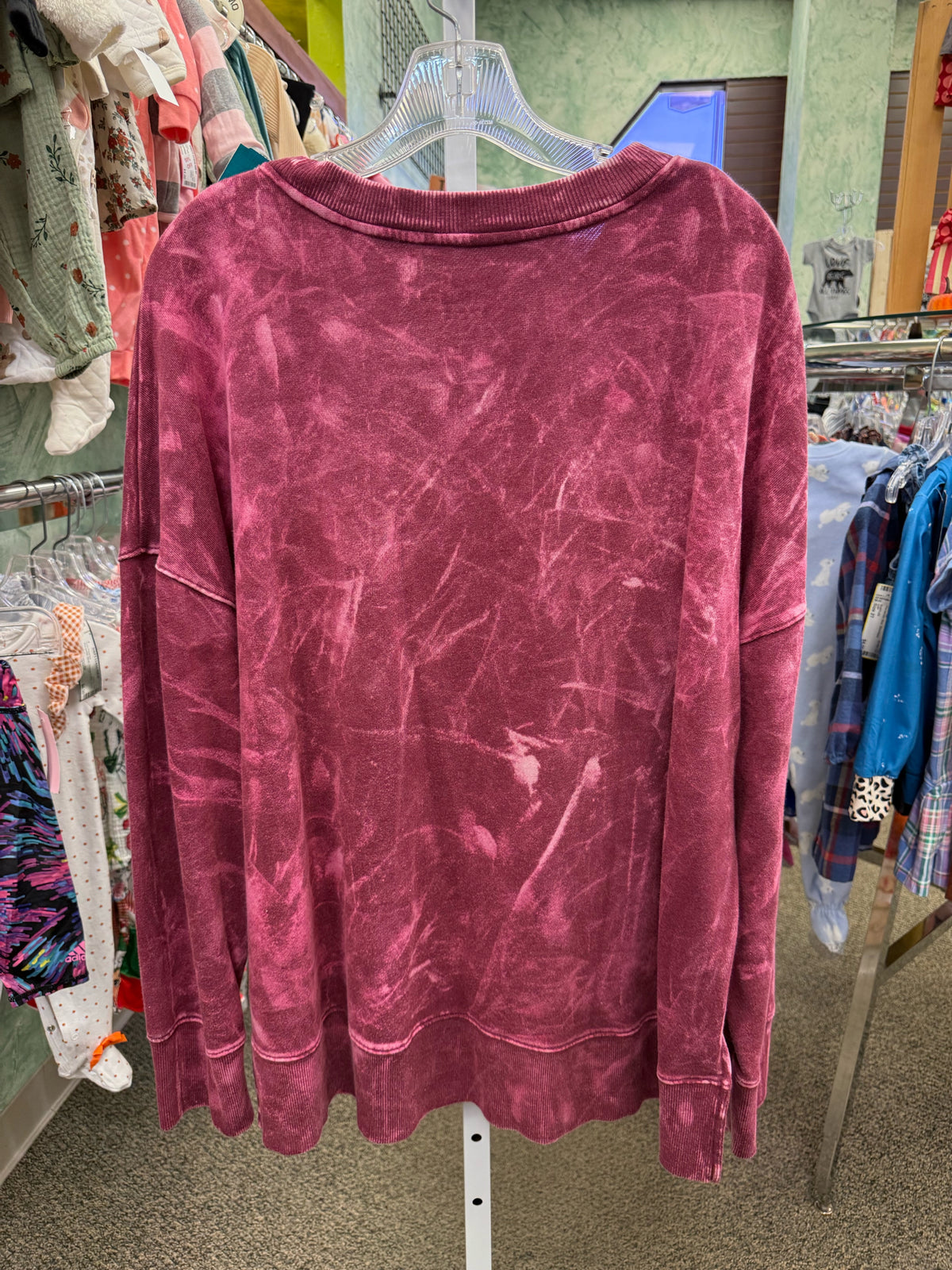 Pre-owned TIME AND TRU Wine Tyedye Orange Trim Size XL Long Sleeve Sweatshirt