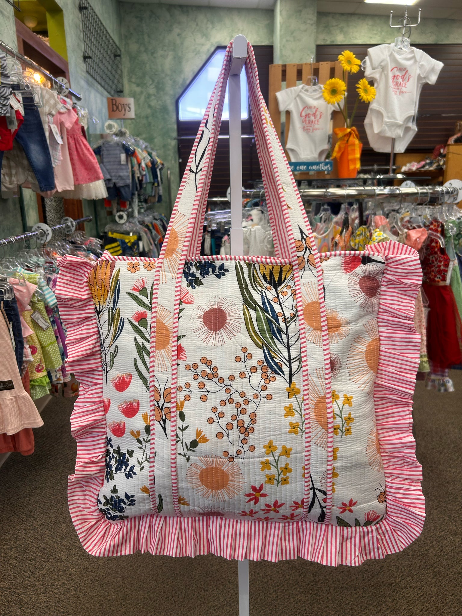 New Made in India Pink floral XL Tote Purse