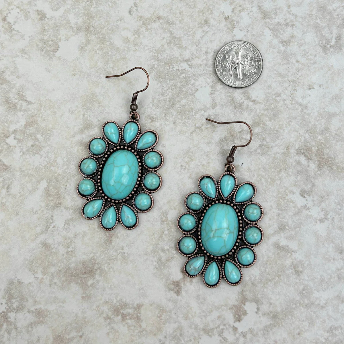 New WESTERN Bronze Turquoise Earring