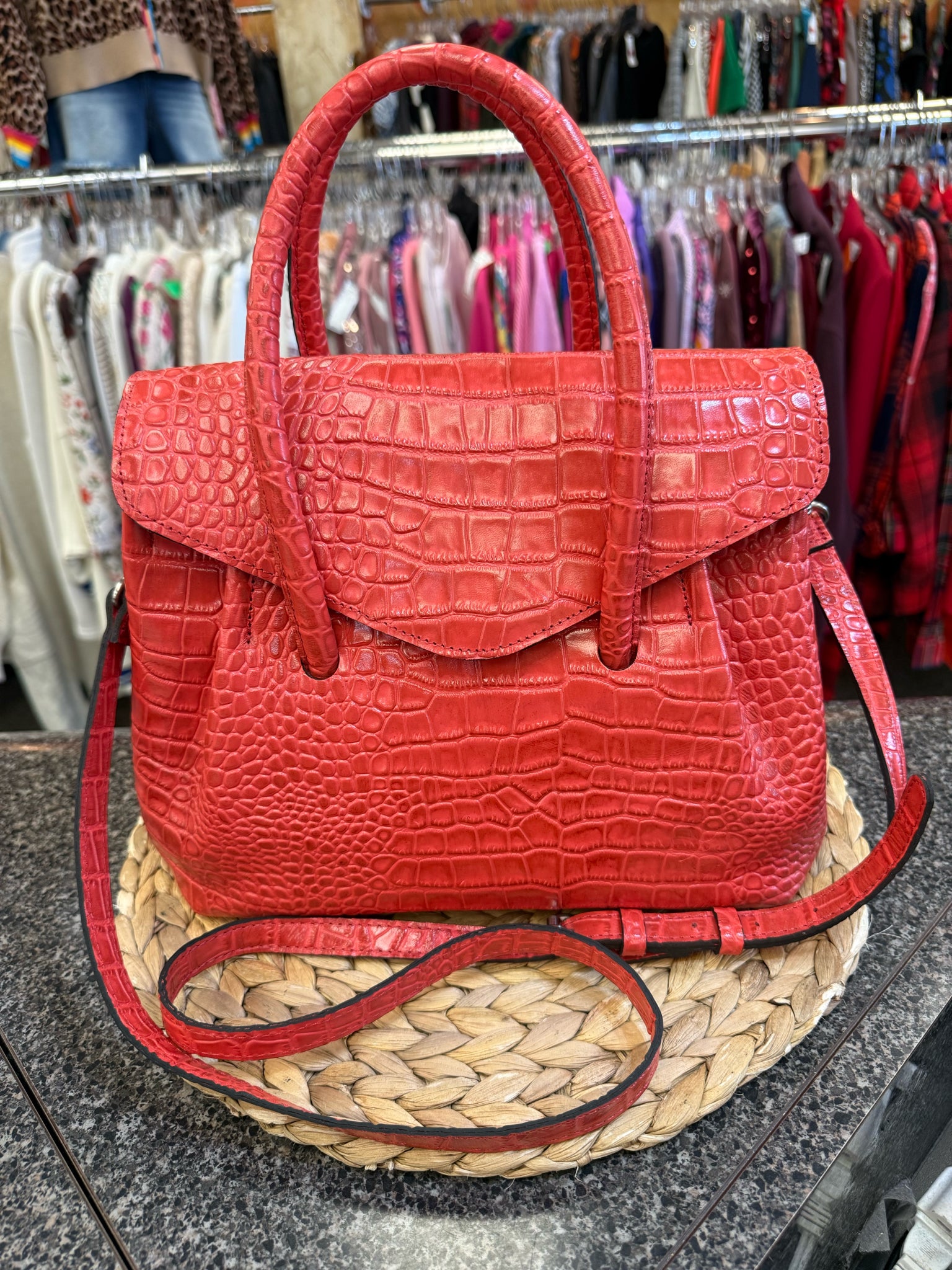 Pre-owned PATRICIA NASH Red Shoulder Designer Purse