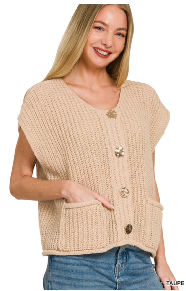 New Zenana Cream Gold Trim Size S Vest