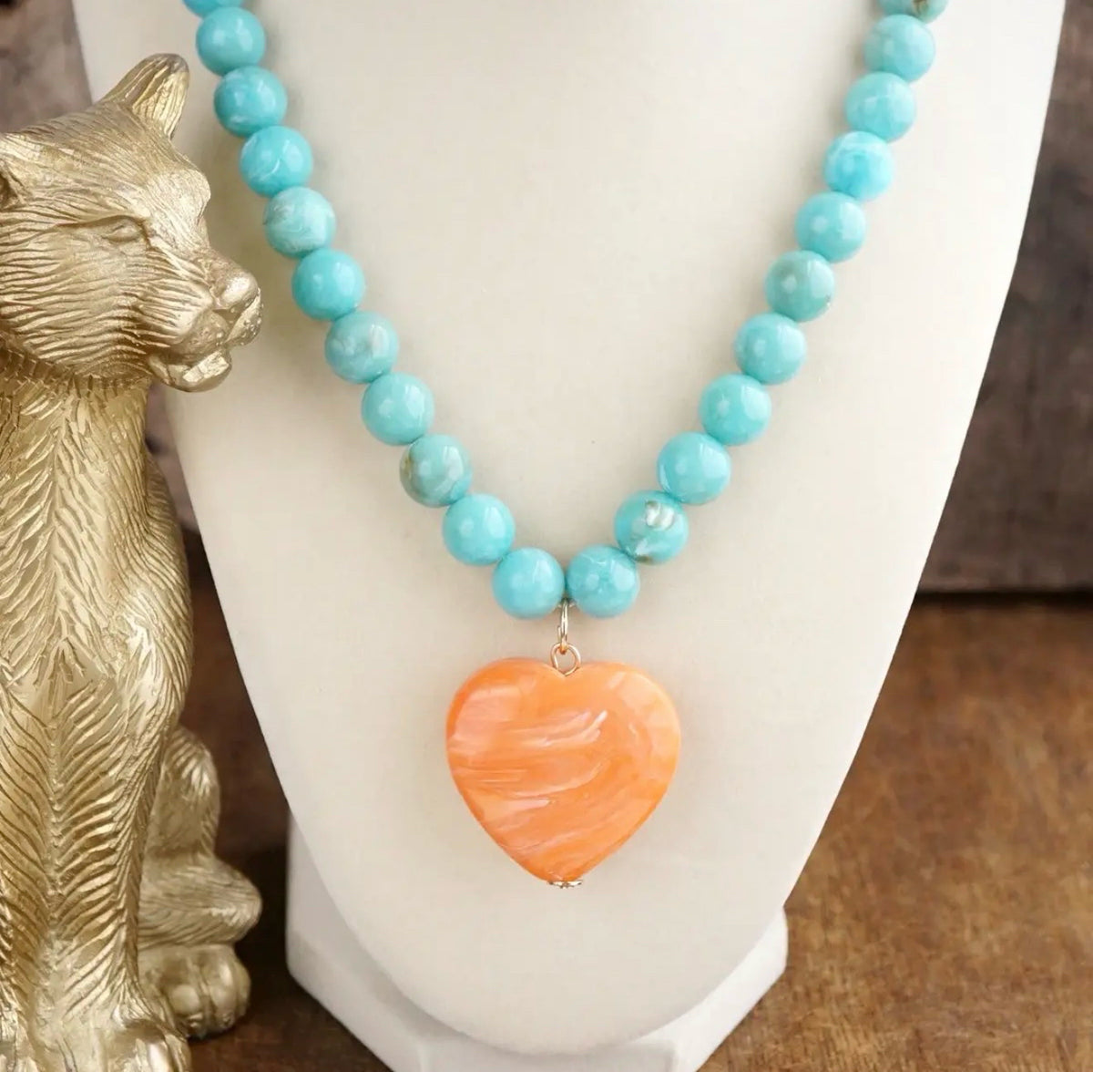New PENNY Turquoise Orange Necklace