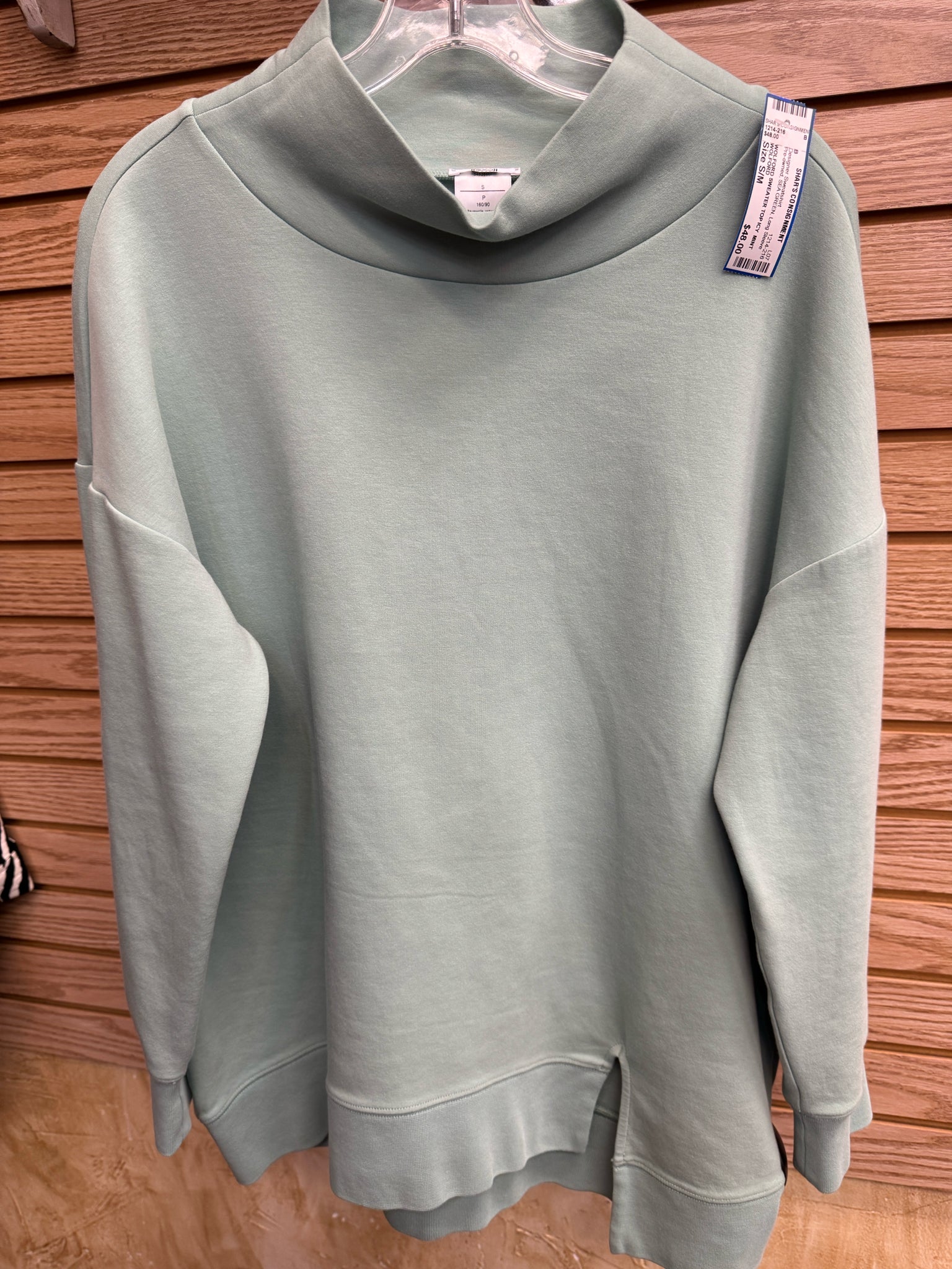 Pre-owned WOLFORD SEA GREEN # SIZE S/M Long Sleeve Designer Sweatshirt