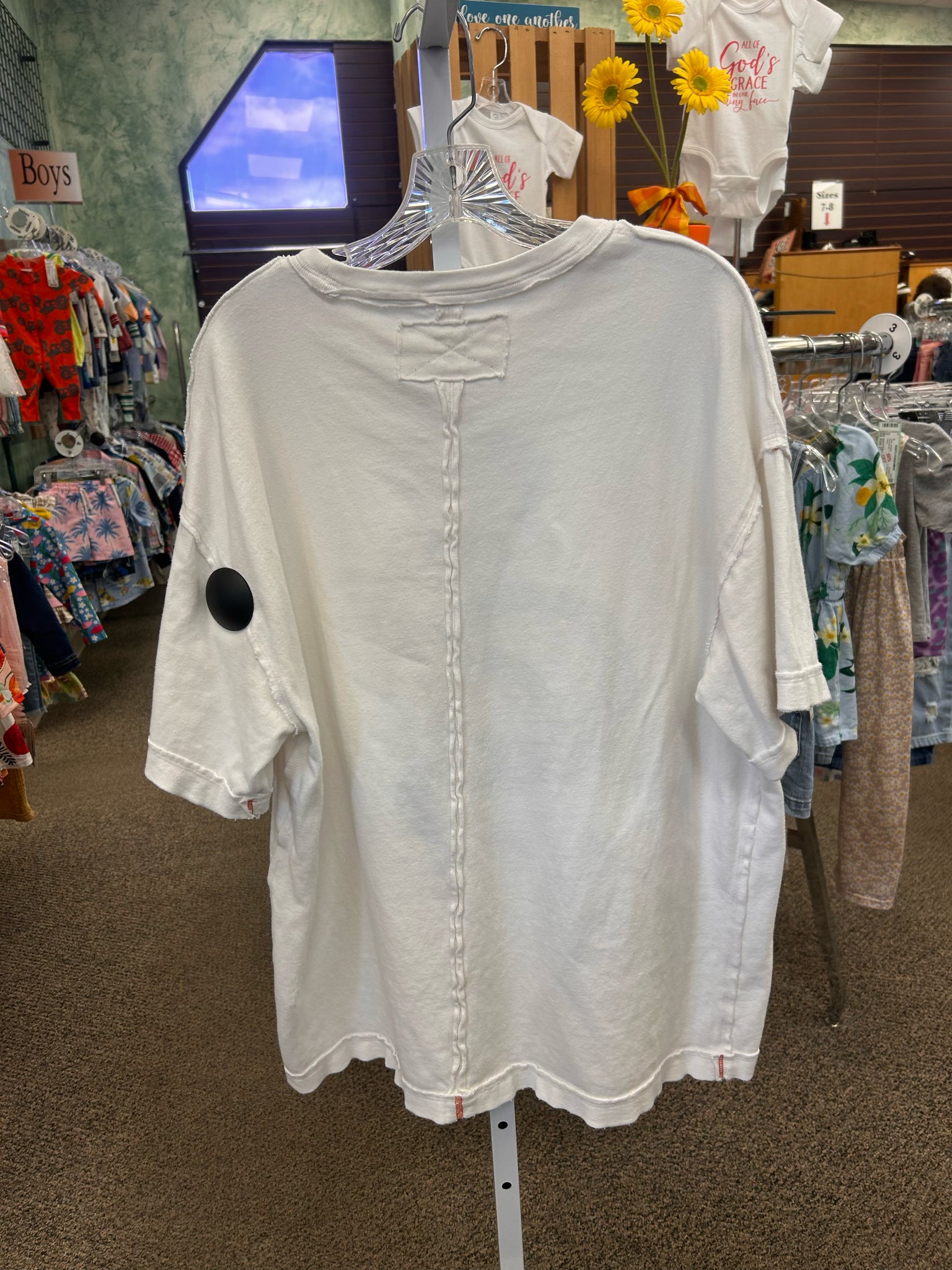 Pre-owned WE THE FREE White Black Trim Size: 1X Quarter Sleeve Blouse