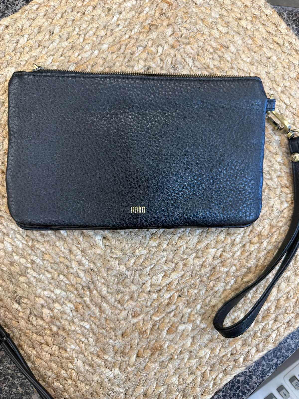 Pre-owned HOBO Black WALLET SIZE Wristlet Designer Wallet