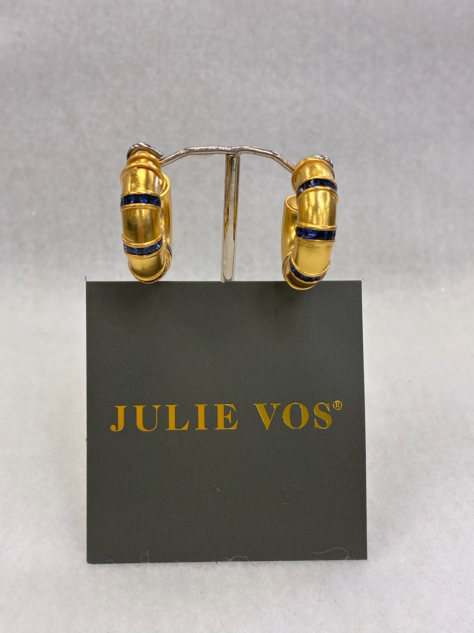 Pre-owned JULIE VOS Gold Navy Trim Designer Earring