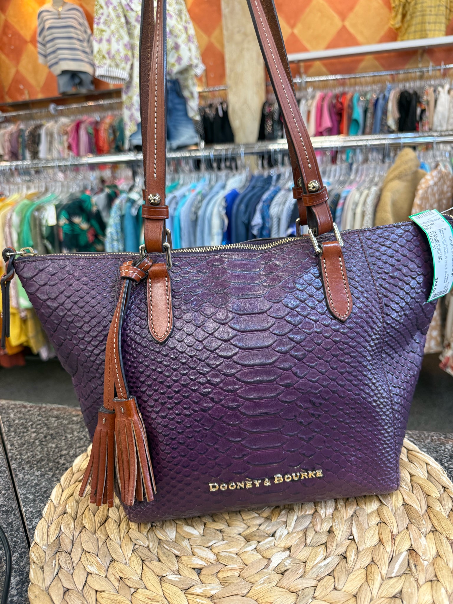 Pre-owned DOONEY&BOURKE Plum Brown Shoulder Designer Purse