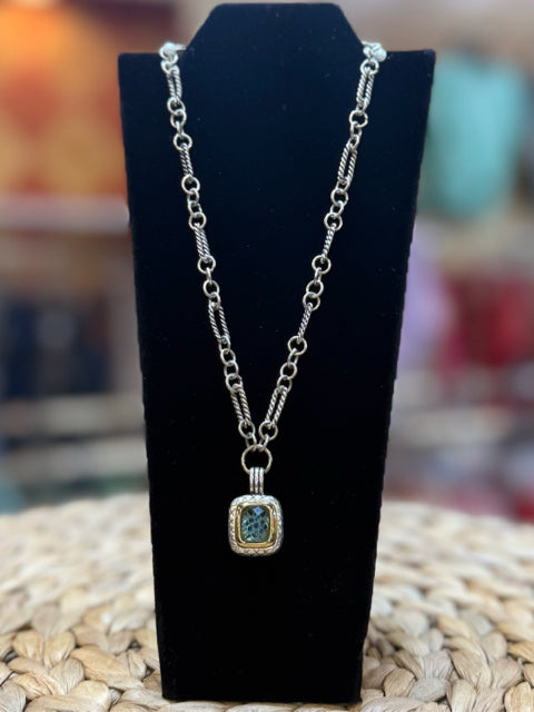 Pre-owned BRIGHTON Silver Gold Trim Designer Necklace
