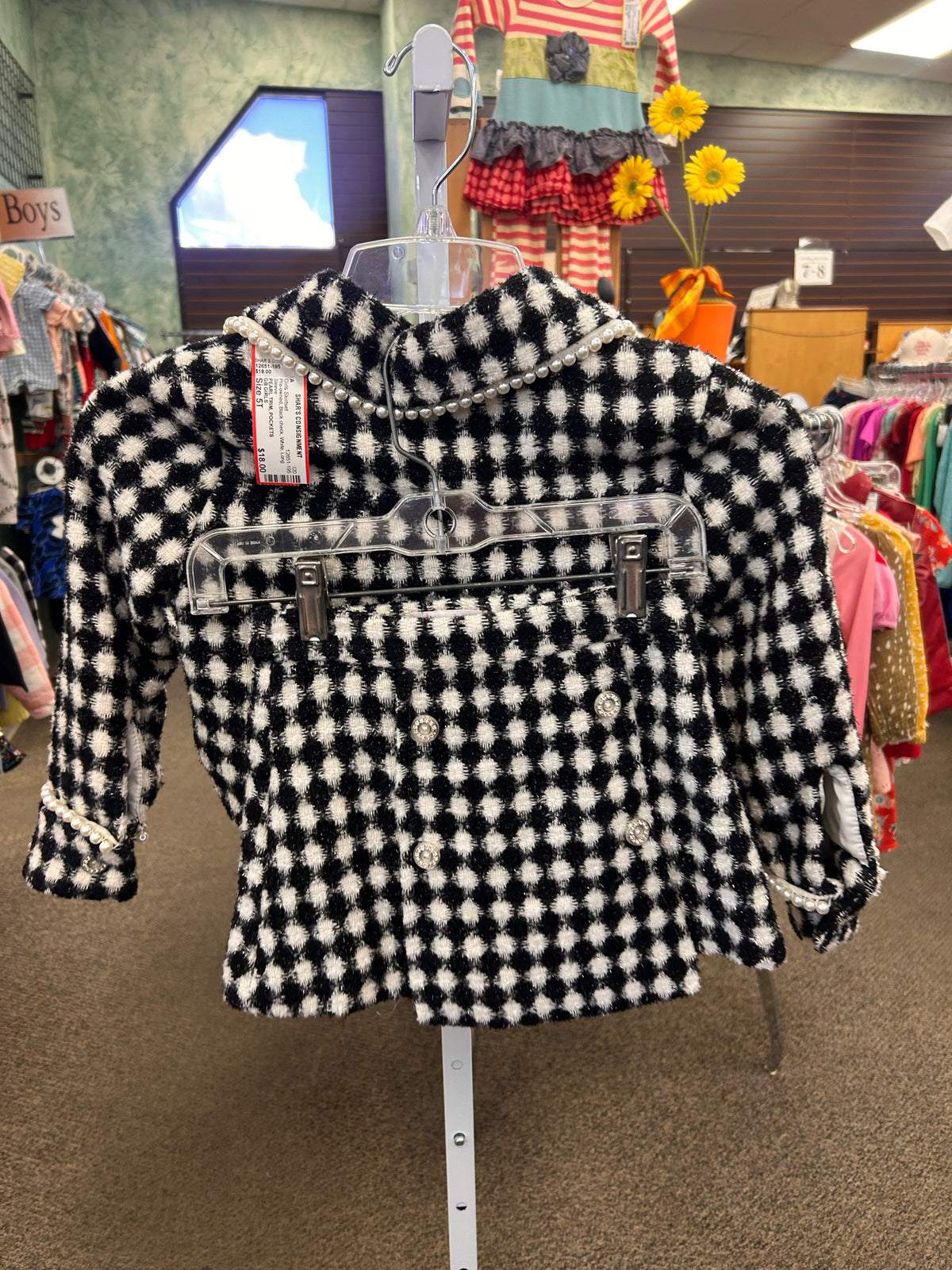Pre-owned GB GIRLS Black check White C-SIZE 5T Long Sleeve Girls Skirtset