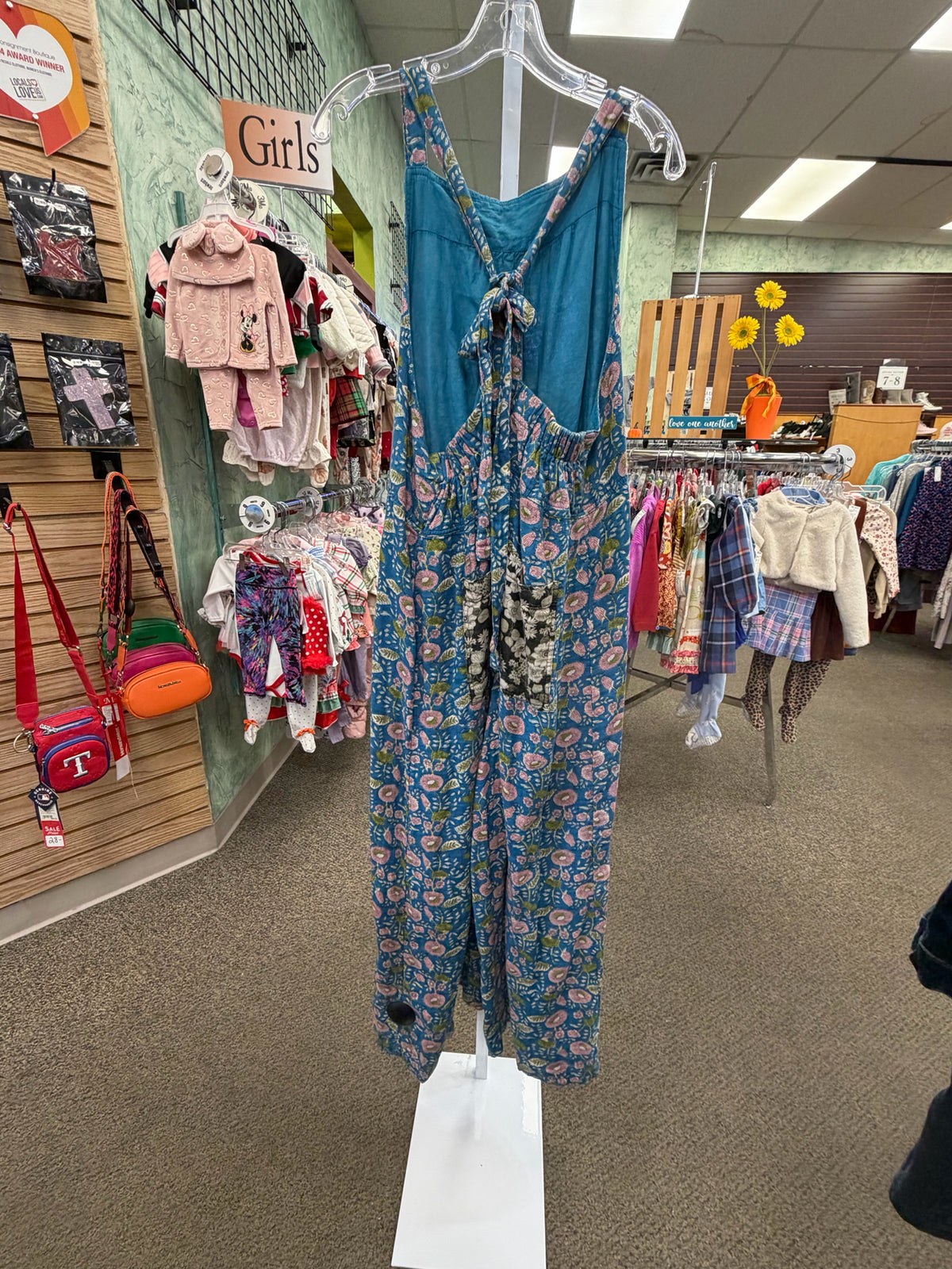 Pre-owned NATURAL LIFE Teal Pink Floral Size 12 Sleeveless Pants Jumper