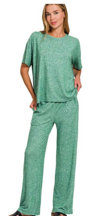 New Zenana Green Dr Size S Short Sleeve PantSet