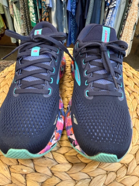 Pre-owned BROOKS Navy Multi Trim Size 8 Designer Sneaker