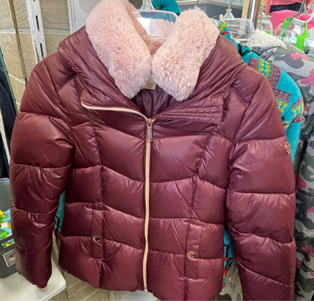 Pre-owned MICHAEL KORS Wine Pink Trim Size 10/12 Girls Designer Jacket