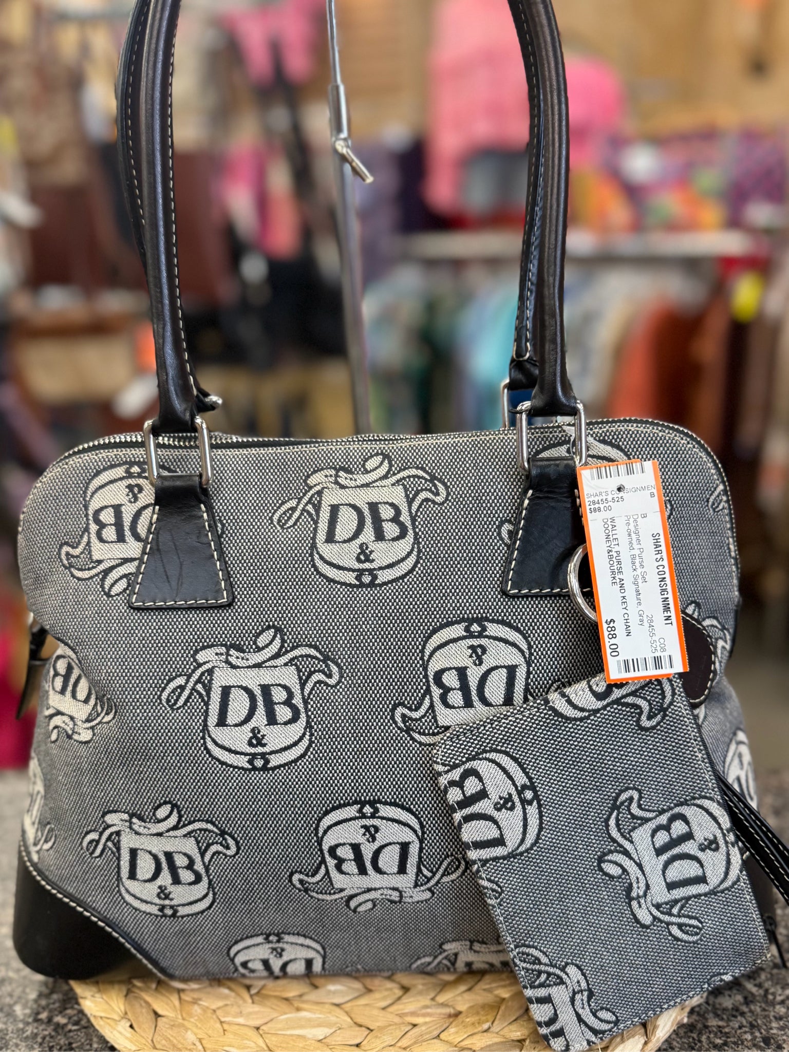 Pre-owned DOONEY&BOURKE Black Signature Gray Designer Purse Set