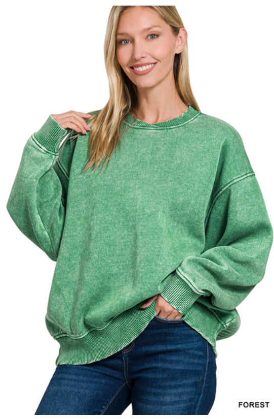 New Zenana Green Size M/L Long Sleeve Sweatshirt