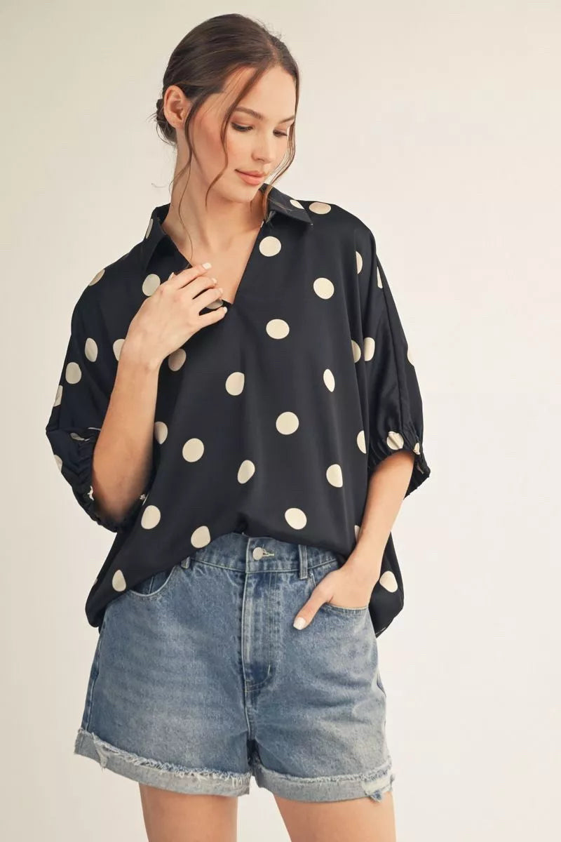 New JODIFL Black polka Size: S Short Sleeve Blouse