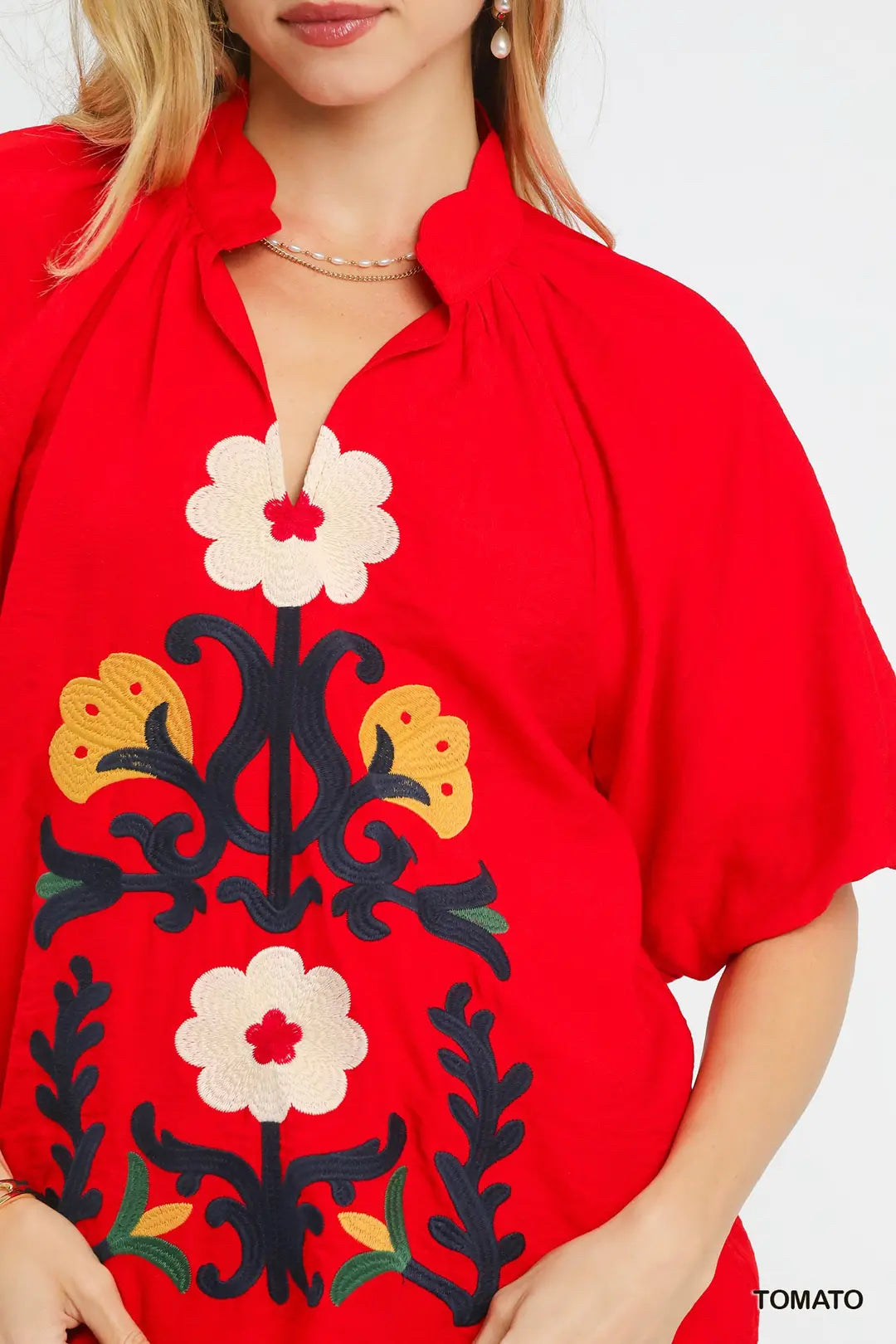 New UMGEE Red Size S Short Sleeve Blouse