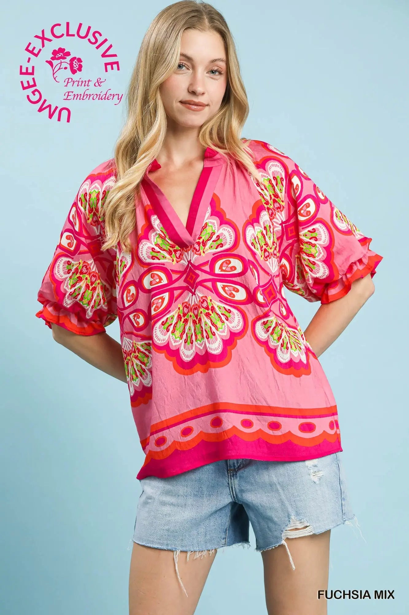 New UMGEE Pink Size: S Short Sleeve Blouse
