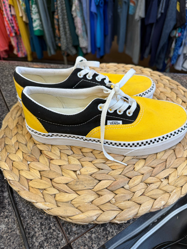 Pre-owned VANS Yellow Black Size 7.5 Sneaker