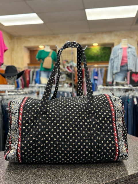 Pre-owned VERA BRADLEY Black Tan Floral Oversized Duffel Purse