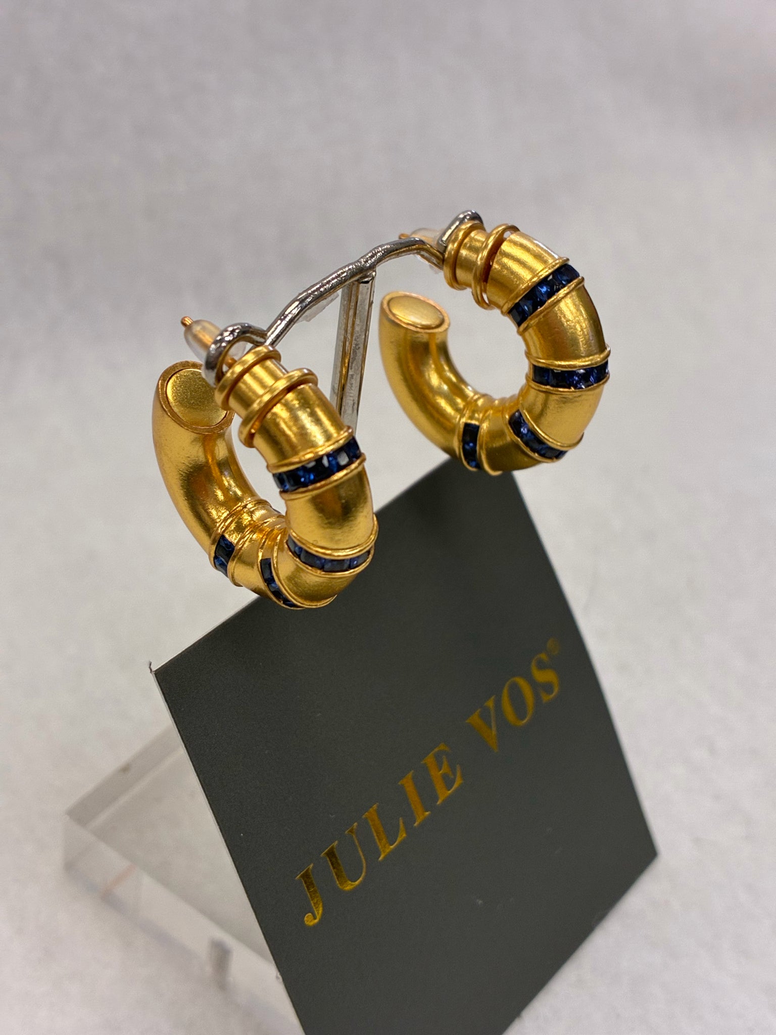Pre-owned JULIE VOS Gold Navy Trim Designer Earring