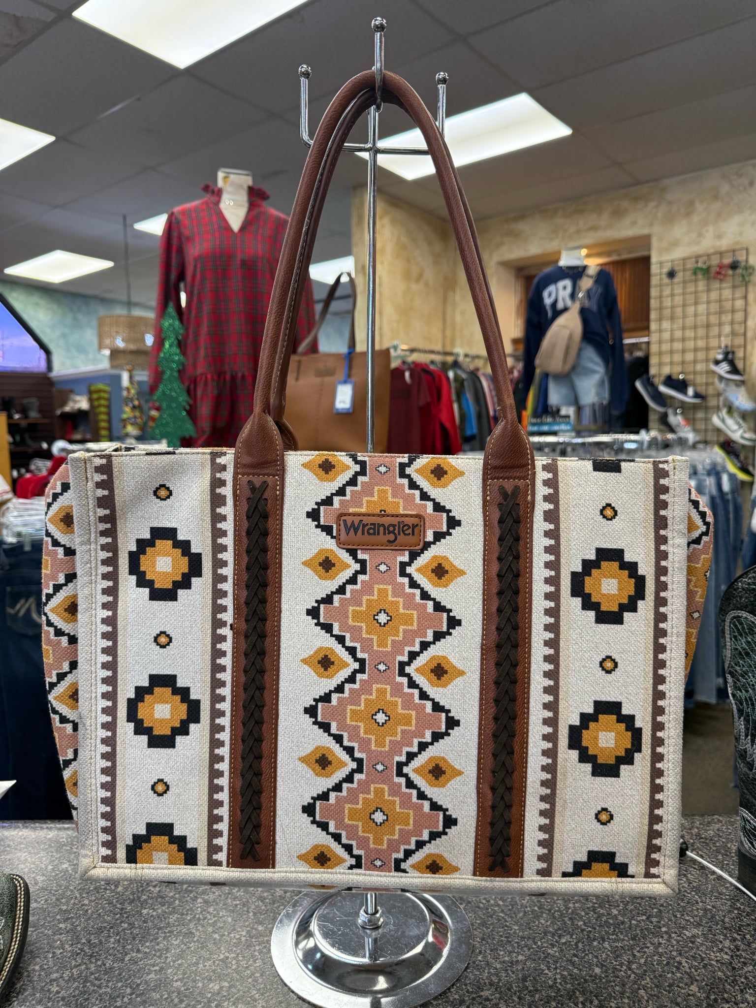 Pre-owned WRANGLER Tan Brown L Tote Purse