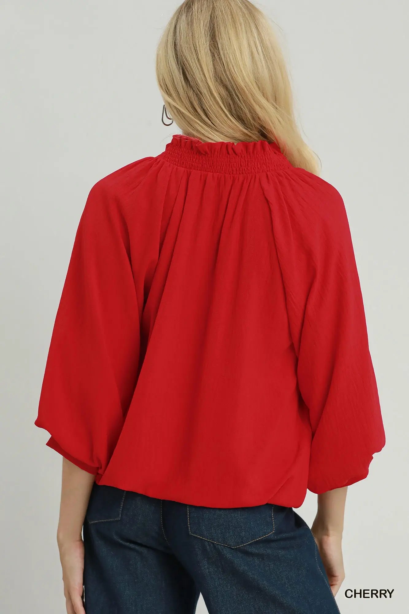 New UMGEE Red Size: S Quarter Sleeve Blouse