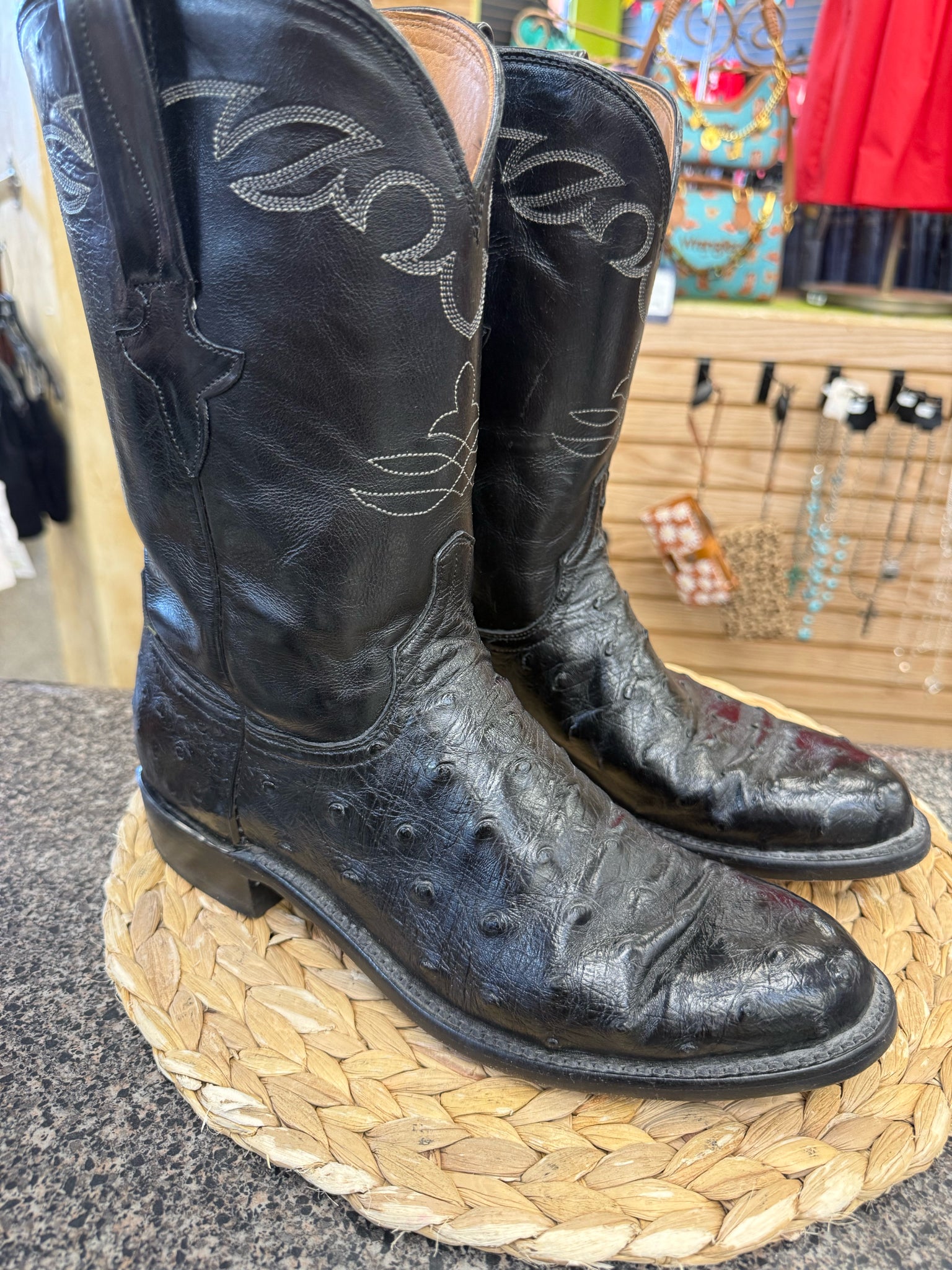 Pre-owned LUCCHESE Black SHOE SIZE 9 Mens Designer Boot