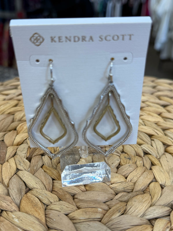 Pre-owned KENDRA SCOTT Gold Silver Designer Earring