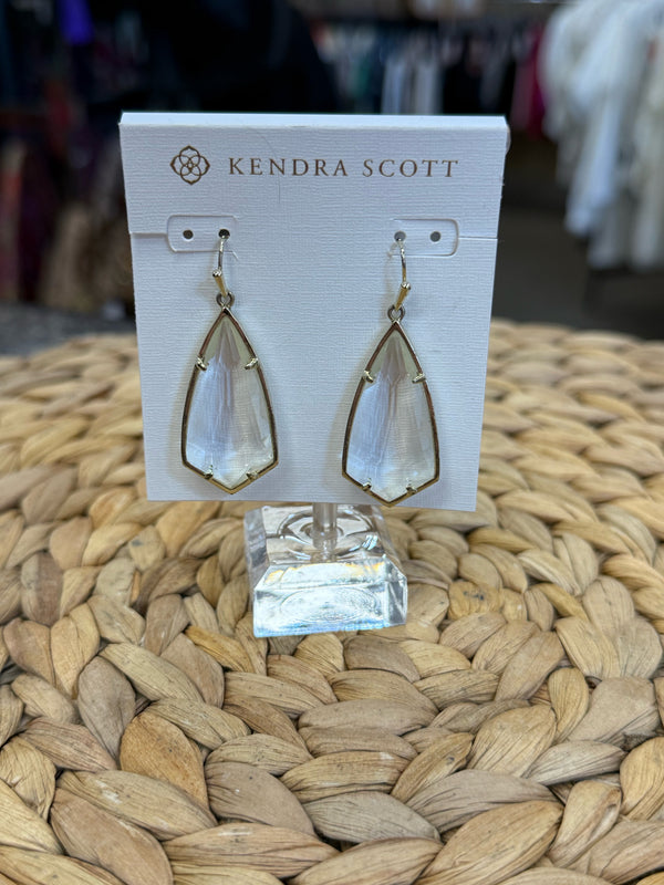 Pre-owned KENDRA SCOTT Clear Gold Designer Earring
