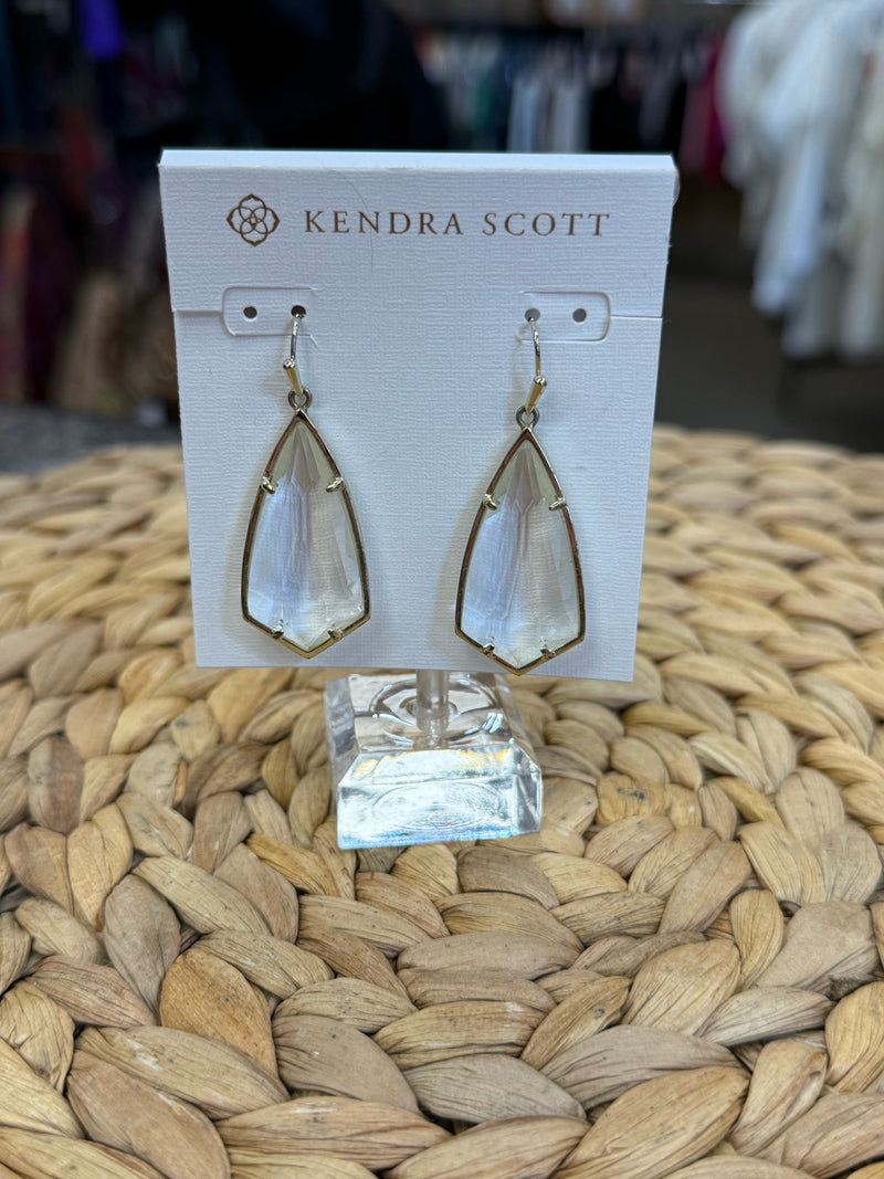 Pre-owned KENDRA SCOTT Clear Gold Designer Earring