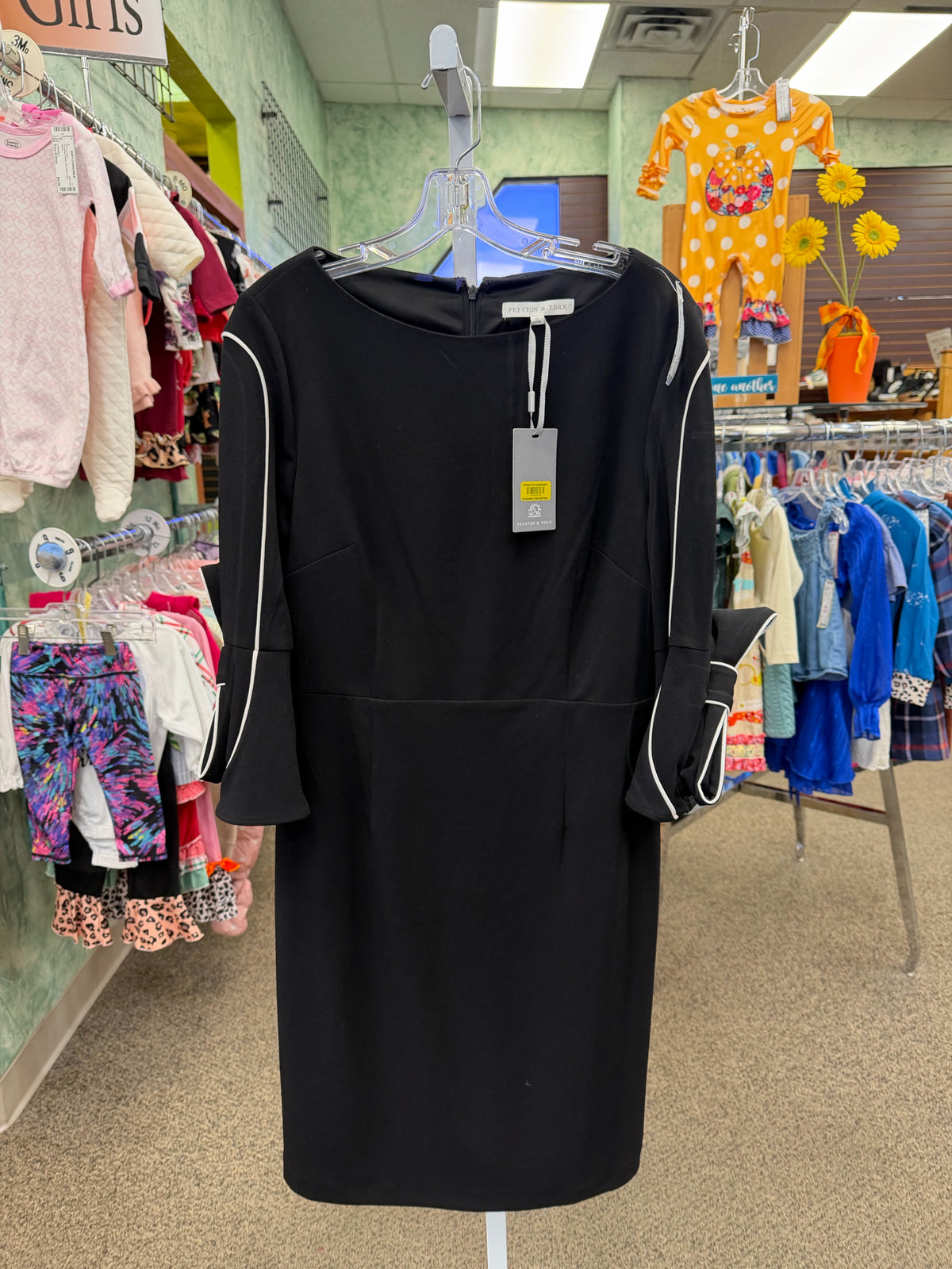 New with Tag PRESTON & YORK Black Black Trim Size 10 Quarter Sleeve Dress