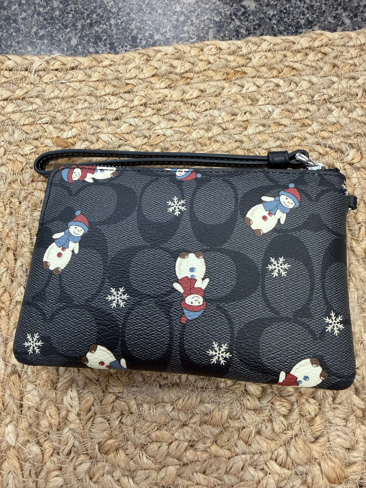 Pre-owned COACH Black Multi Print WALLET SIZE COIN Designer Wallet