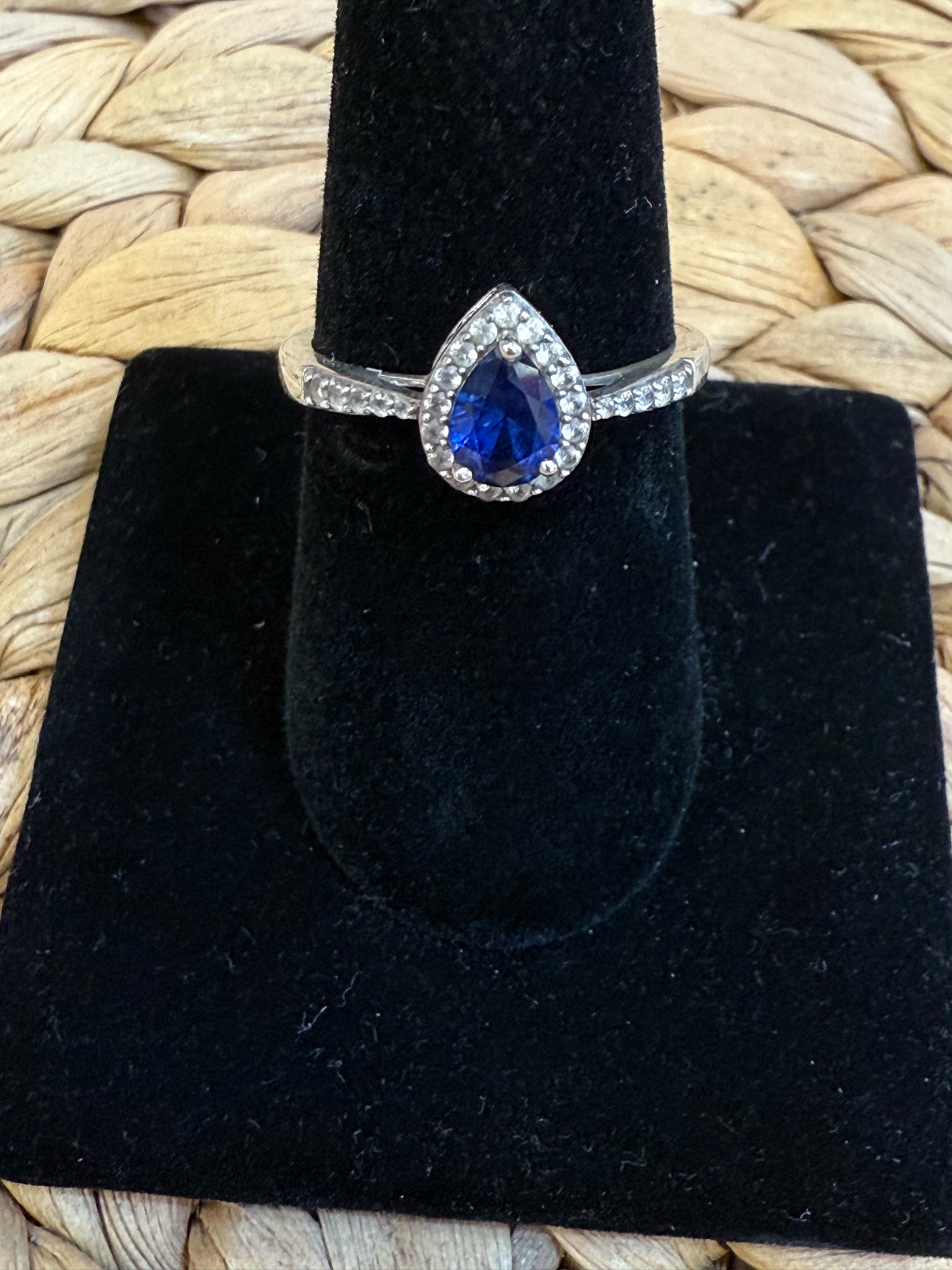 Pre-owned Zales STERLING SILVER Royal Blue Ring Size 9.5 Designer Ring
