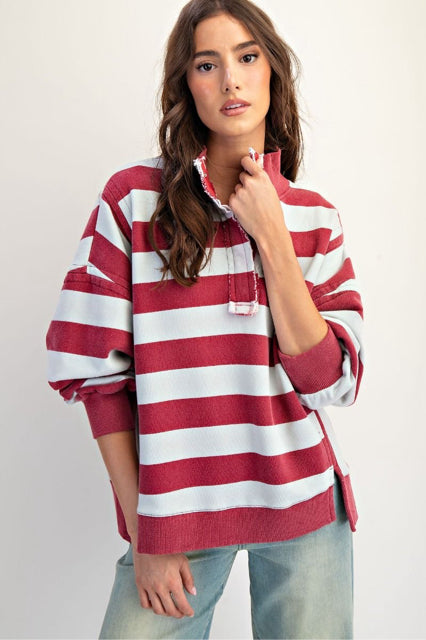 New EASEL Wine stripe Size S Long Sleeve Sweatshirt