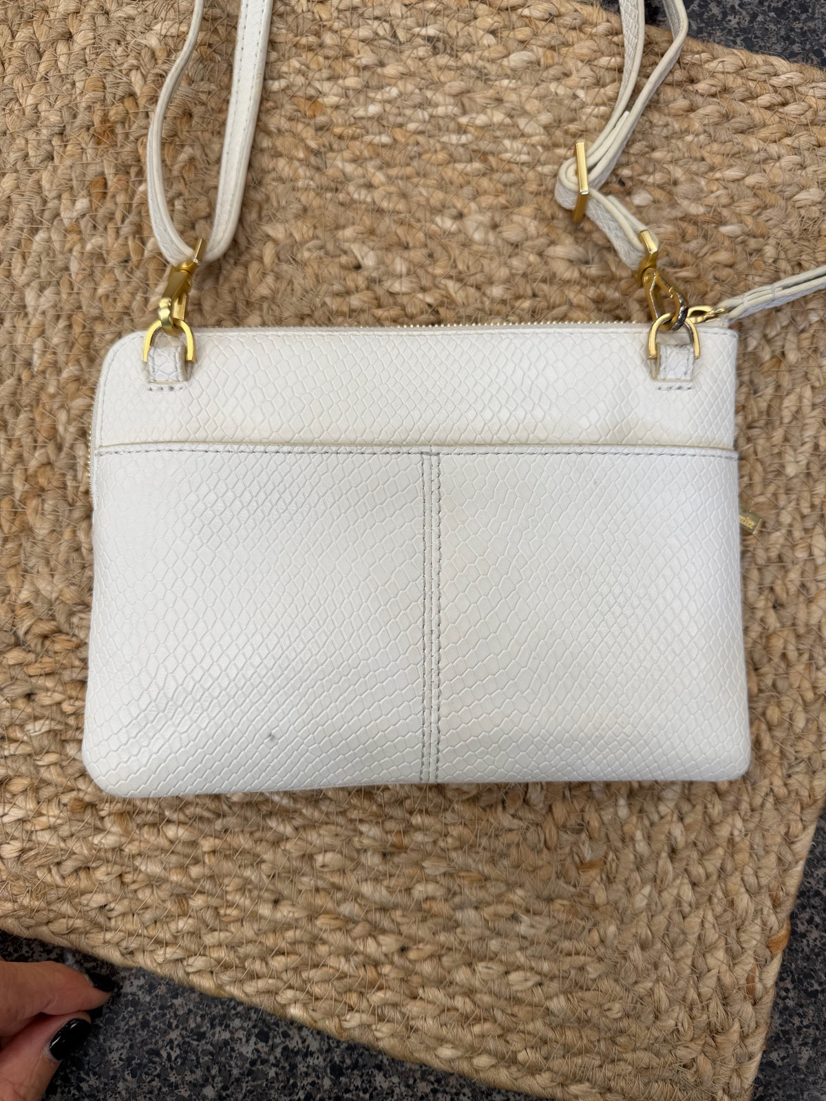 Pre-owned Hammitt Cream Gold Trim Crossbody Designer Purse