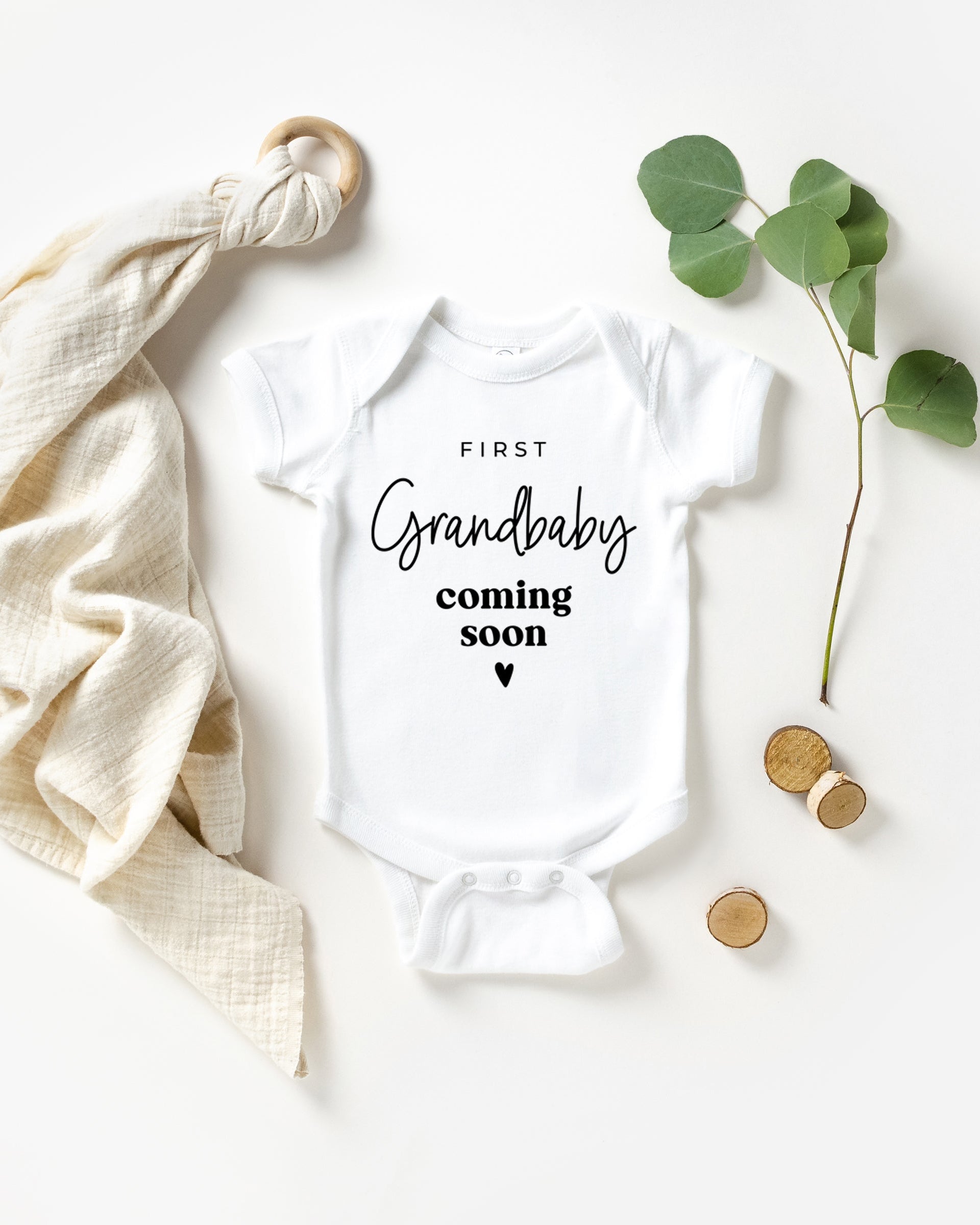 First Grandbaby Coming Soon Bodysuit Onesie - Pregnancy Announcement