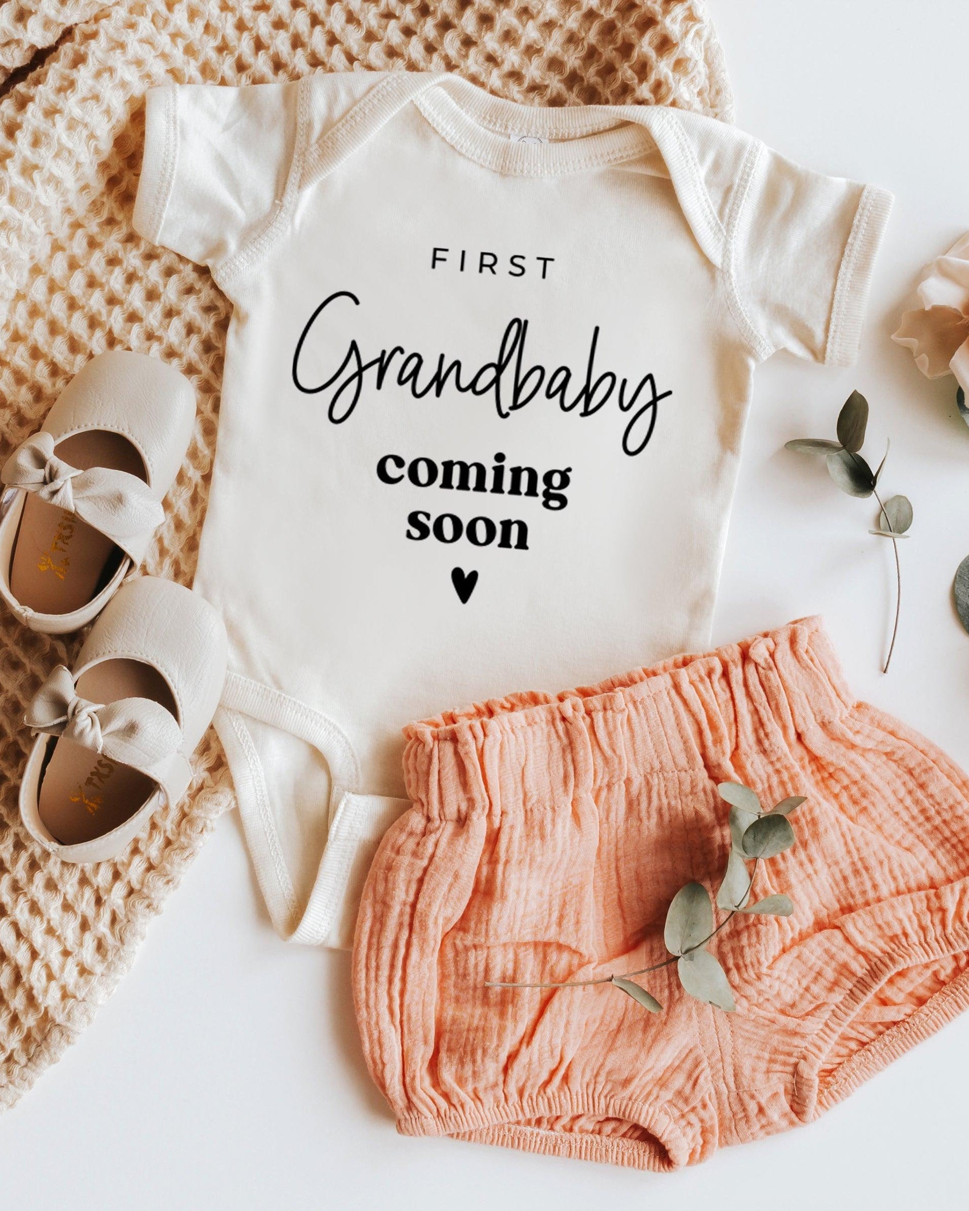 First Grandbaby Coming Soon Bodysuit Onesie - Pregnancy Announcement