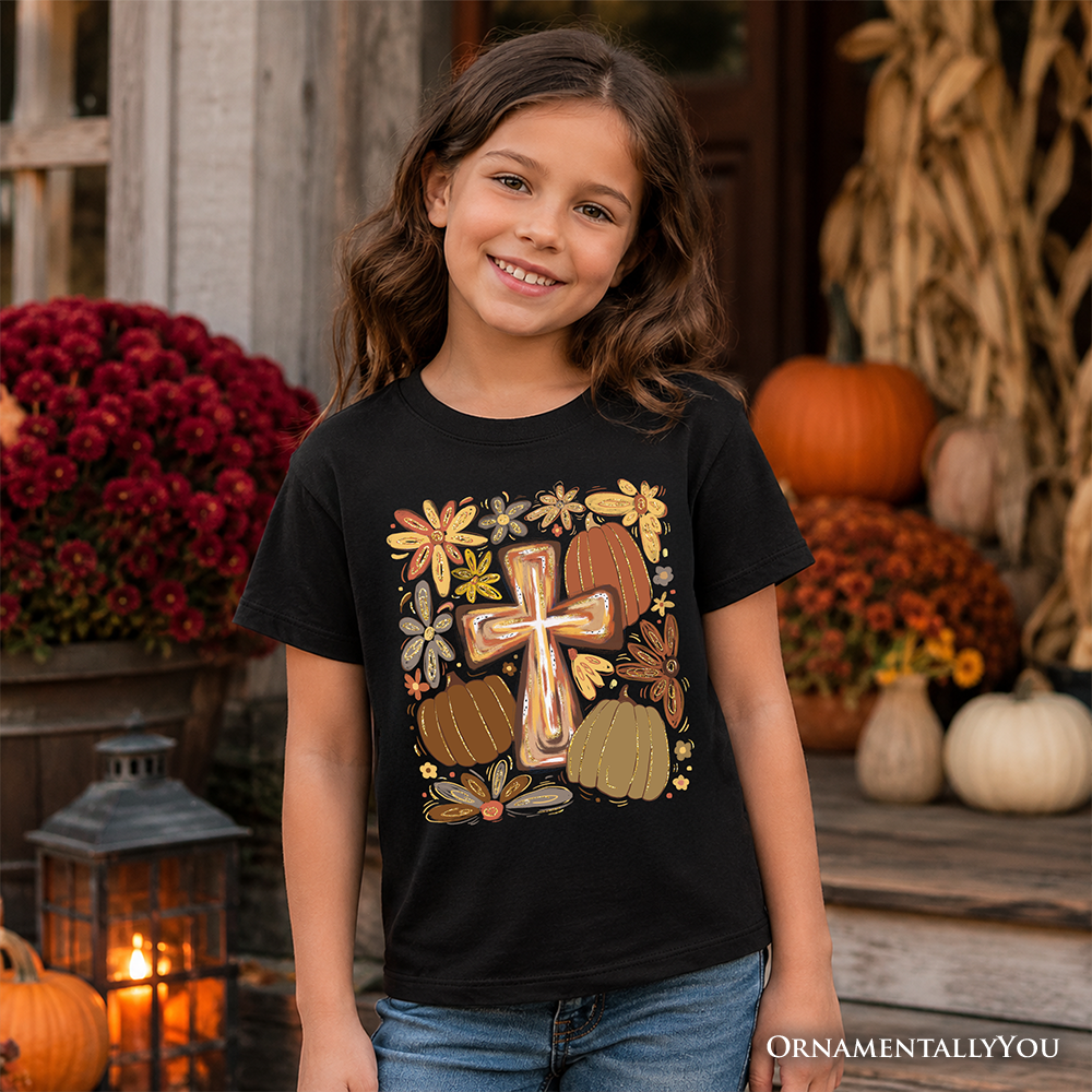 Kids Fall Blessings T-Shirt, Autumn Christian Faith Tee for Youth