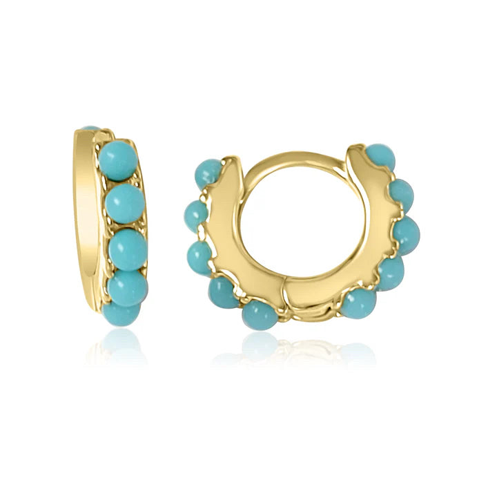 New Sterling Silver Turquoise 14kt Earring