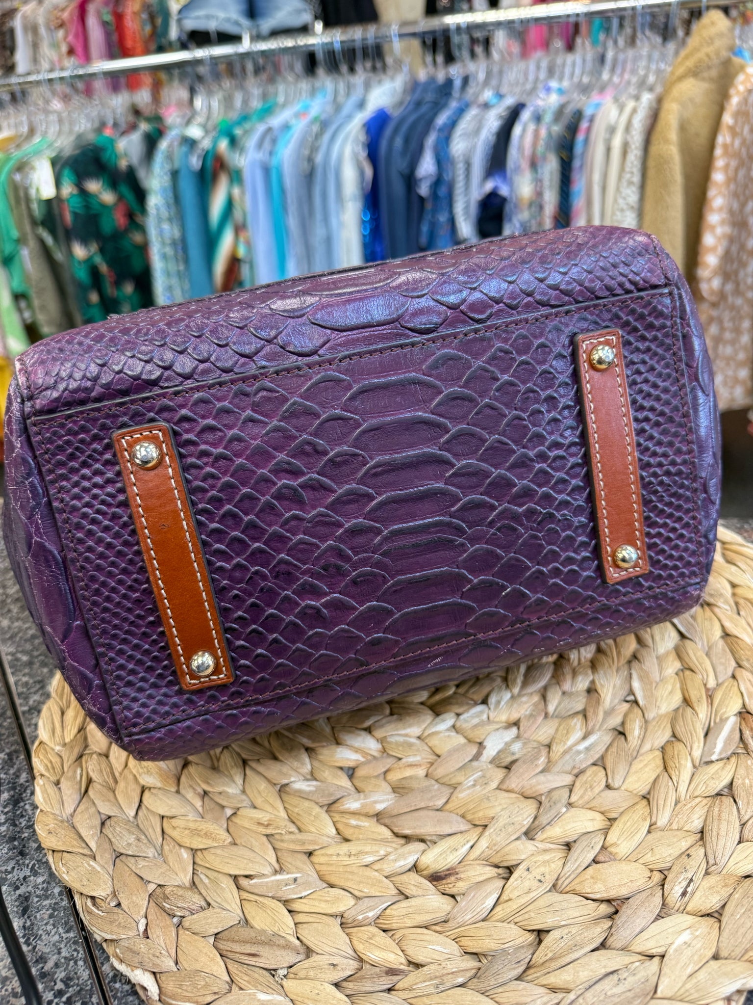 Pre-owned DOONEY&BOURKE Plum Brown Shoulder Designer Purse