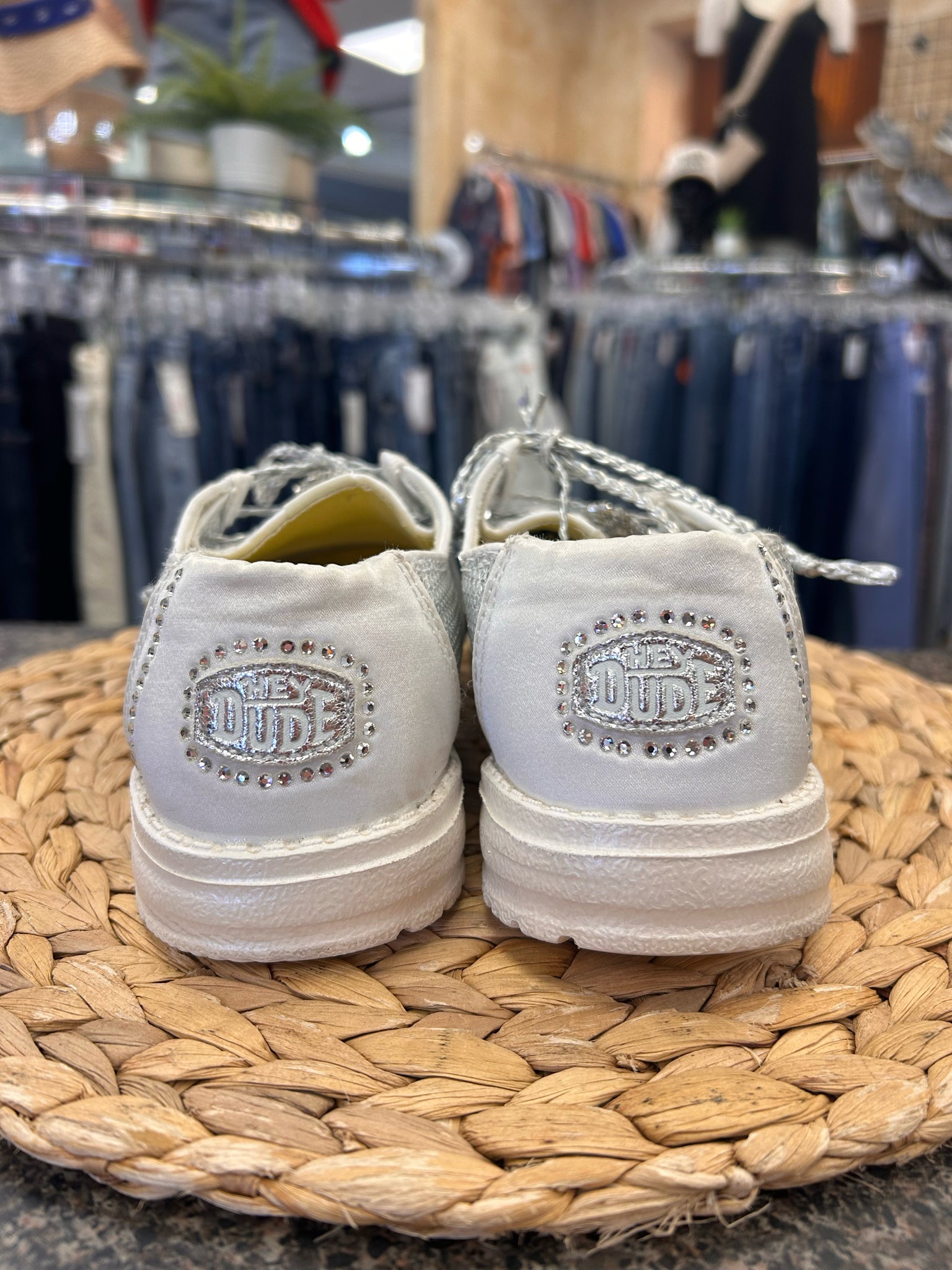 Pre-owned HEY DUDE Silver sparkle Size 10 Shoe
