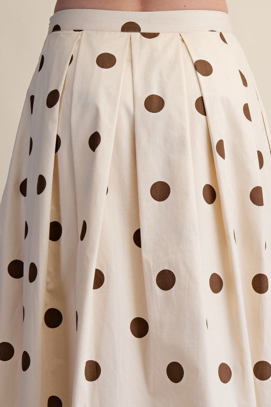 New GLAM Cream Brown Polka Size Small Skirt