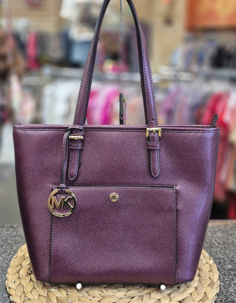 Pre-owned MICHAEL KORS Burgundy Sparkle Shoulder Designer Purse