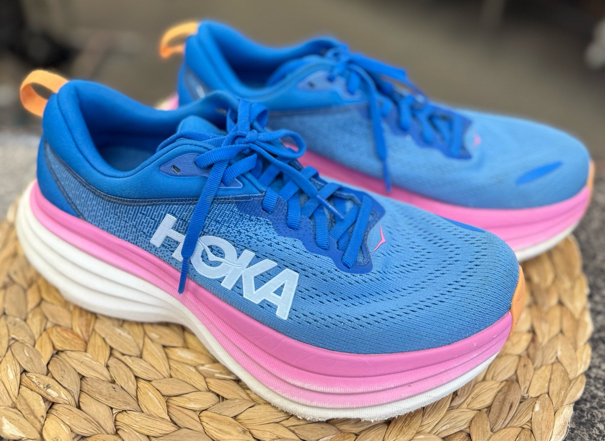 Pre-owned HOKA Blue Pink Trim Size 8.5 Designer Sneaker