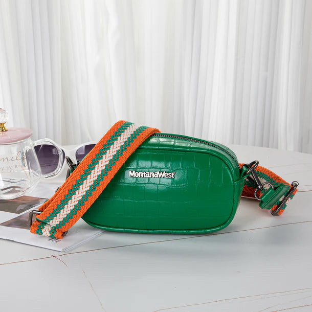 New MONTANA WEST Green Orange Trim S Crossbody Purse