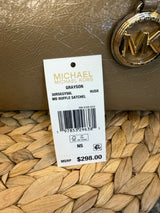 New with Tag MICHAEL KORS Gray Gold Duffel Designer Purse