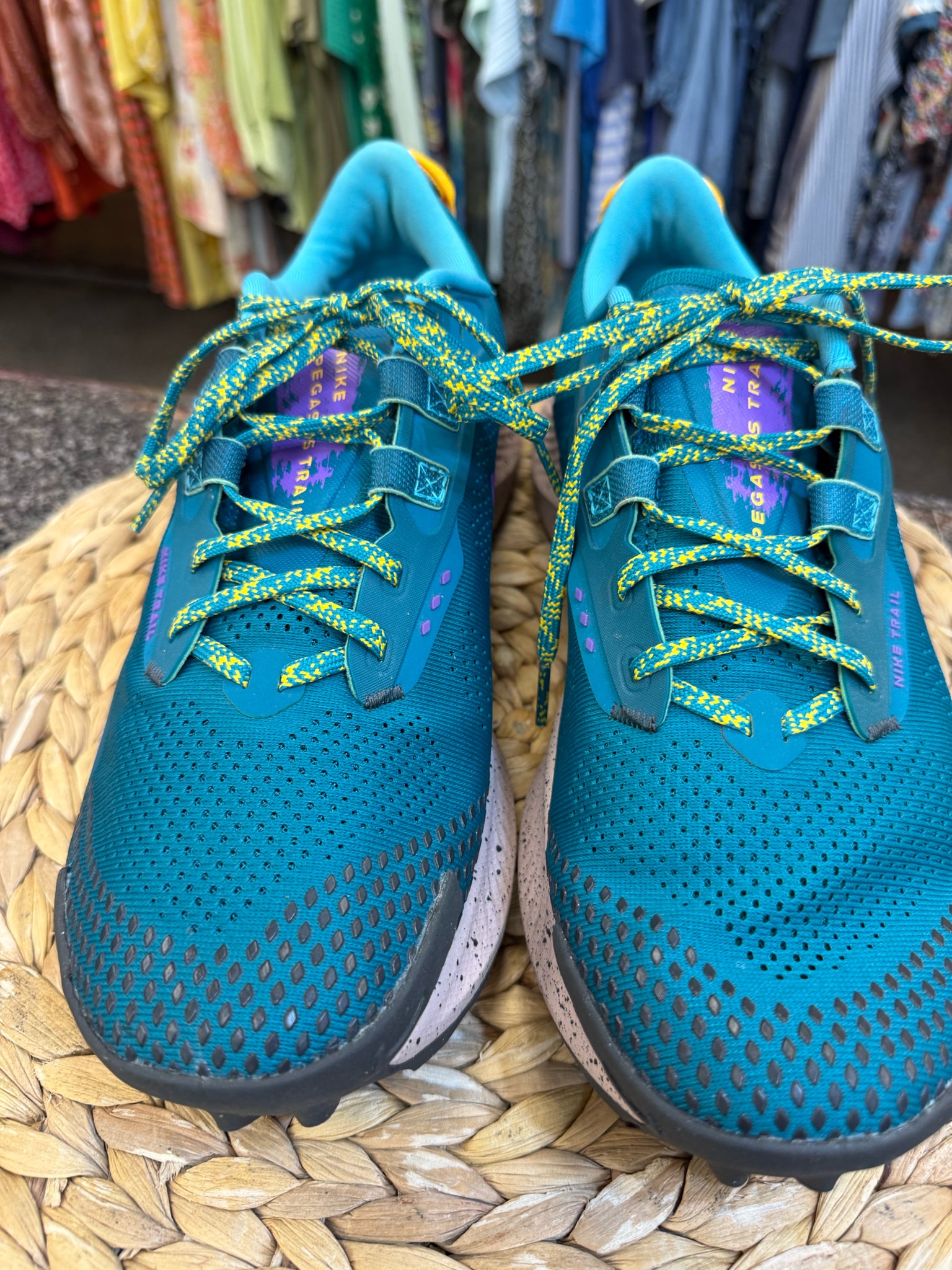 Pre-owned NIKE Dark teal Purple Trim SHOE SIZE 10 MENS Designer Sneaker